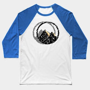 Mountain in a circle with pointillize style Baseball T-Shirt